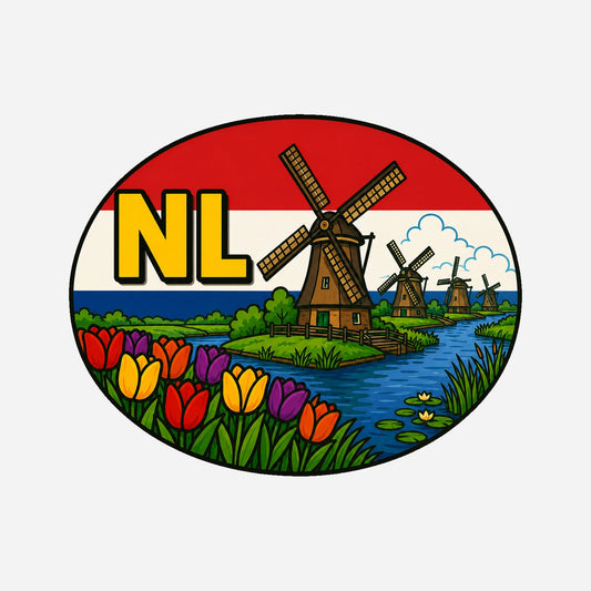 NL Landcode Sticker Nederland – Kinderdijk – hoofdafbeelding van de sticker