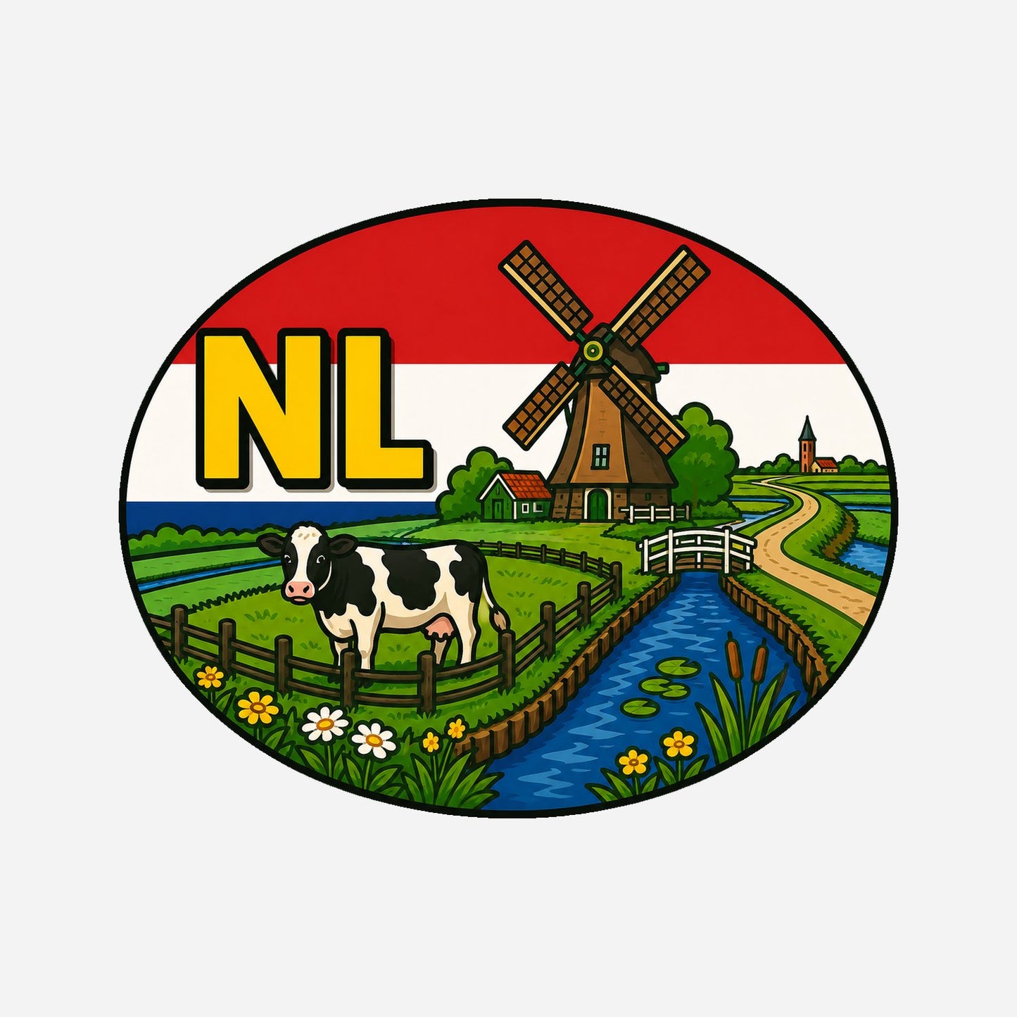 NL Landcode Sticker Nederland – Nederlands platteland – hoofdafbeelding van de sticker