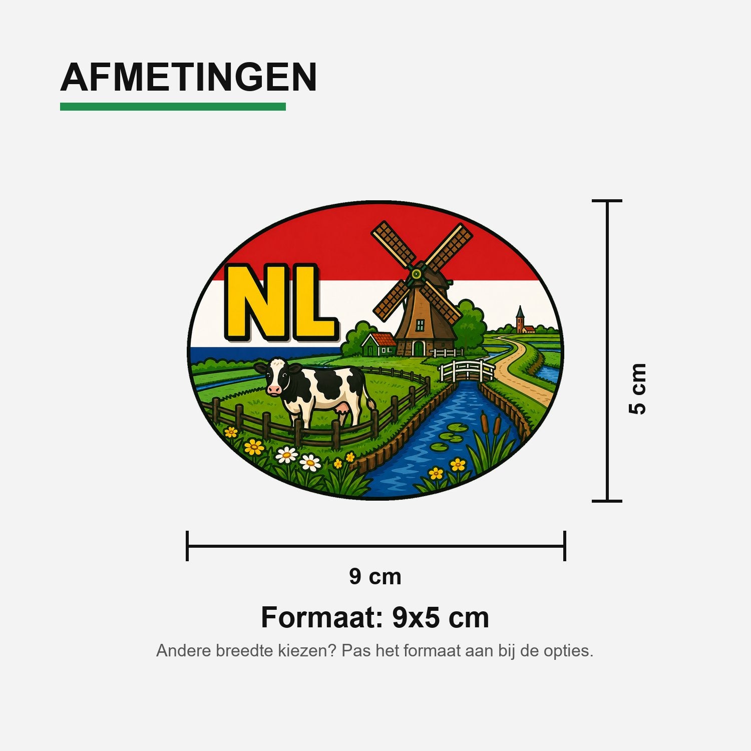 NL Landcode Sticker Nederland – Nederlands platteland – materiaal en matte afwerking