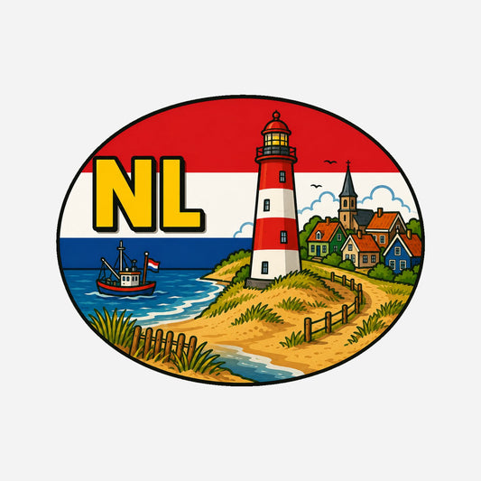 NL Landcode Sticker Nederland – Vuurtoren van Texel – hoofdafbeelding van de sticker