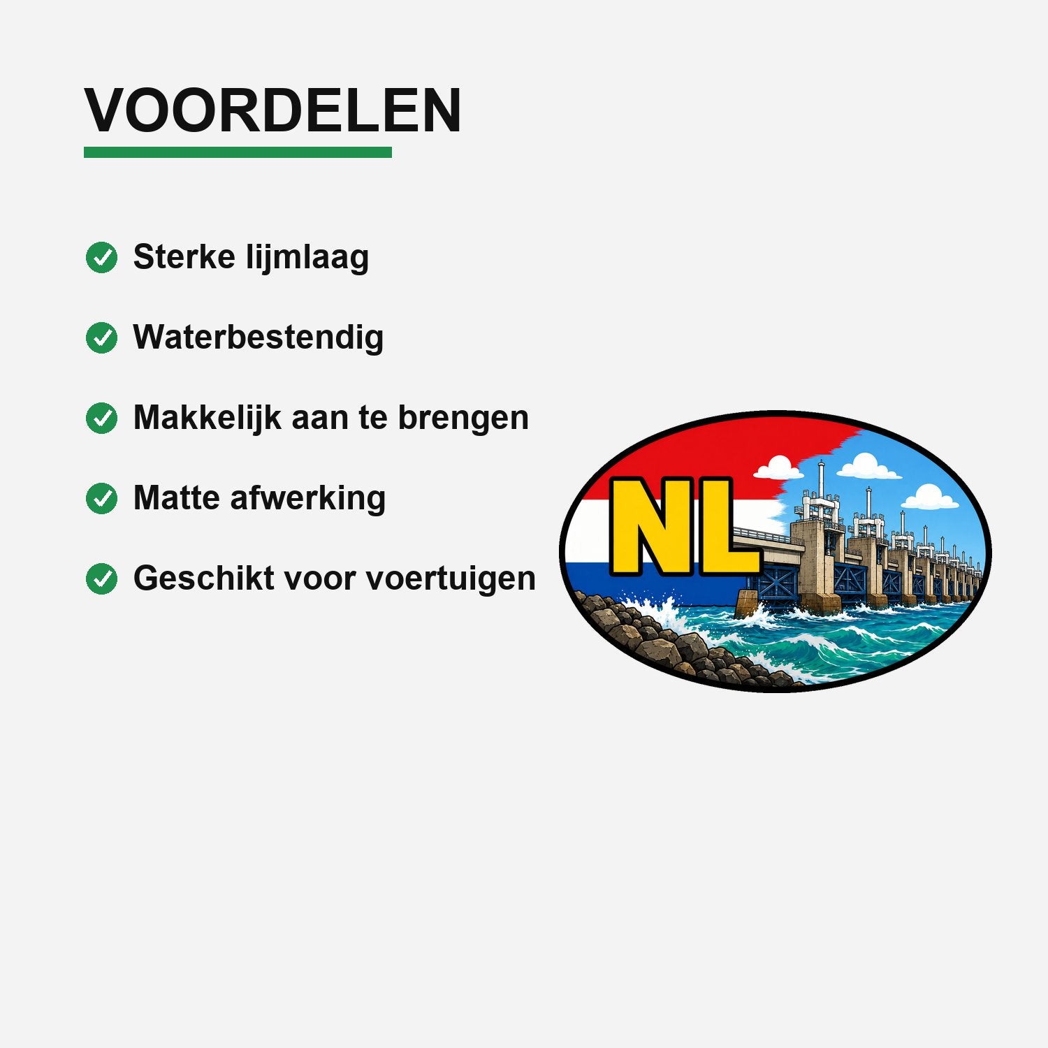 NL Landcode Sticker Deltawerken – Stormvloedkering en zee – gebruiksvoorbeeld