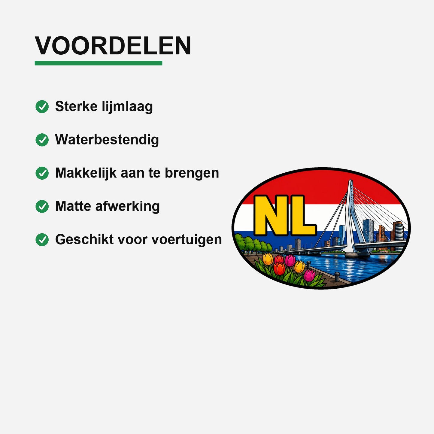 NL Landcode Sticker Rotterdam – Erasmusbrug en skyline – gebruiksvoorbeeld