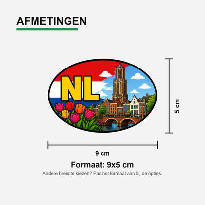 NL Landcode Sticker Utrecht – Domtoren, gracht en stadscentrum – materiaal en matte afwerking