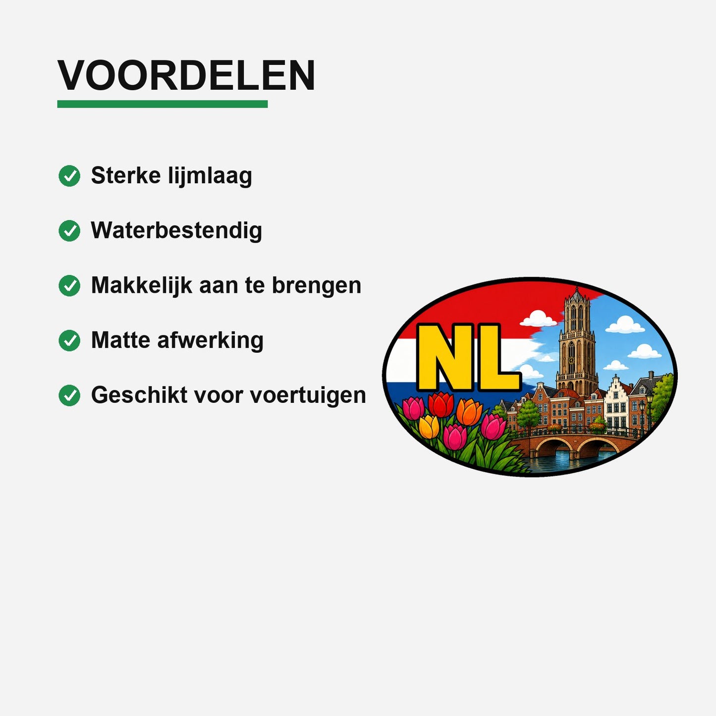 NL Landcode Sticker Utrecht – Domtoren, gracht en stadscentrum – gebruiksvoorbeeld