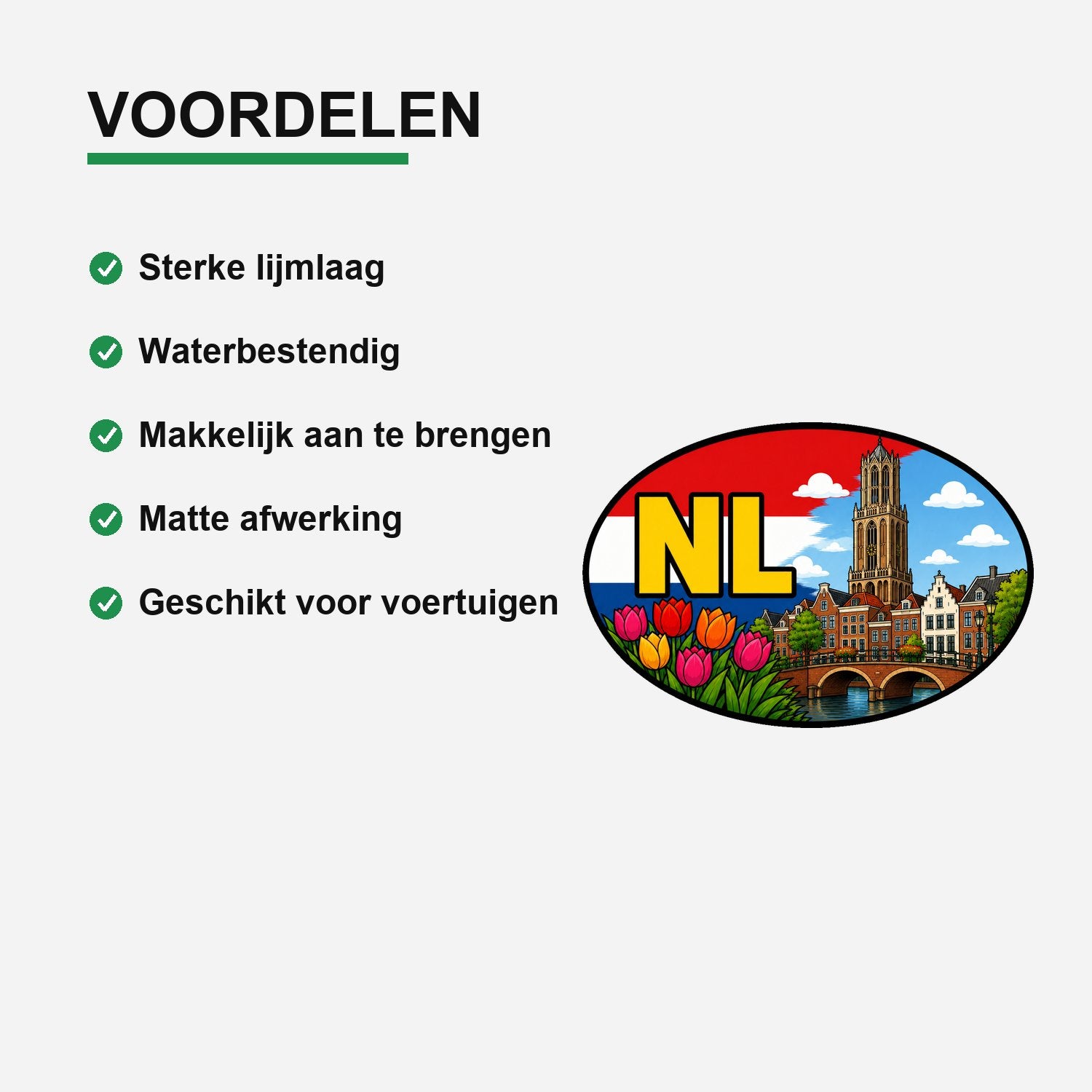 NL Landcode Sticker Utrecht – Domtoren, gracht en stadscentrum – gebruiksvoorbeeld
