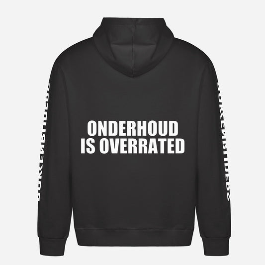 Onderhoud Is Overrated Hoodie – achterkant met grote rugprint