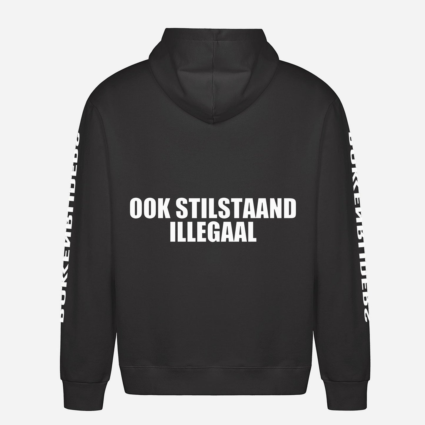 Ook Stilstaand Illegaal Hoodie – achterkant met grote rugprint