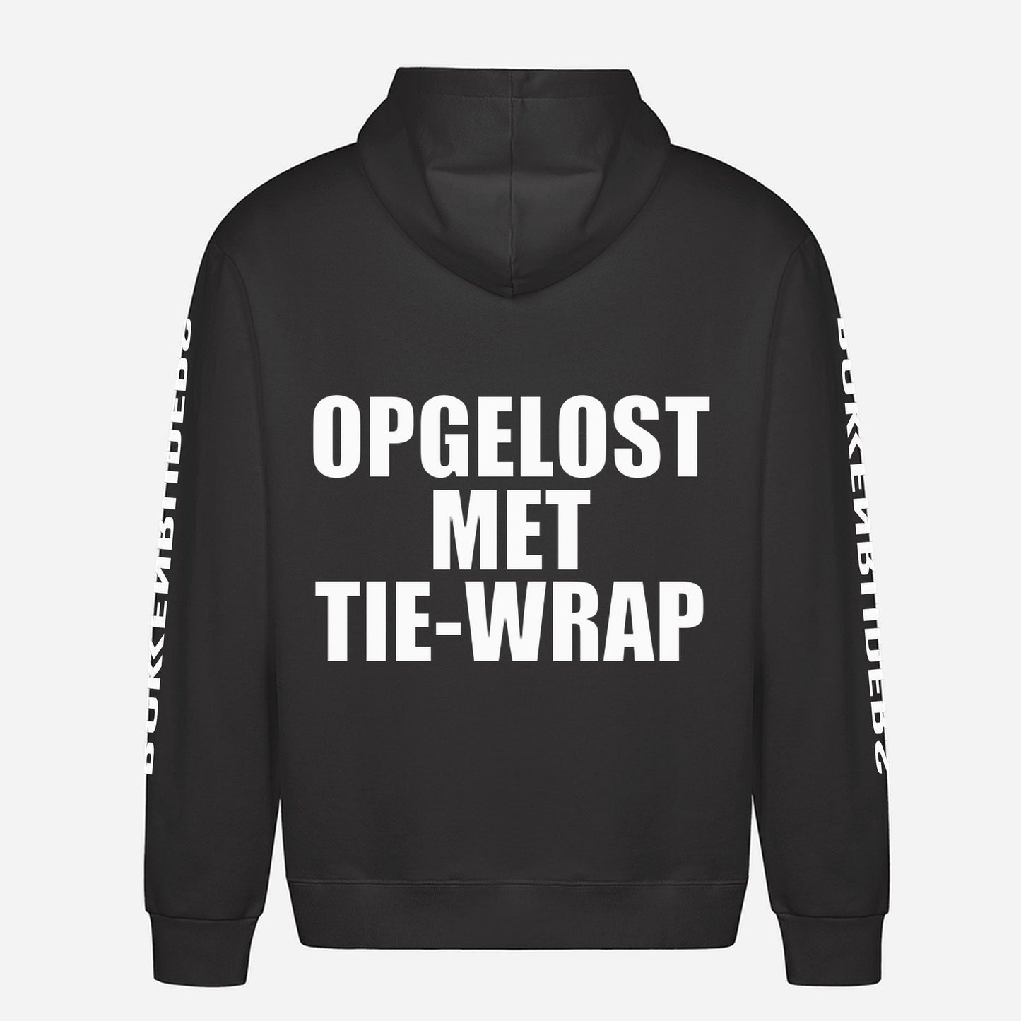 Opgelost Met Tie Wrap Hoodie – achterkant met grote rugprint