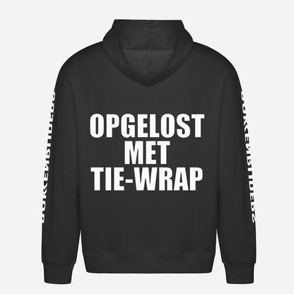 Opgelost Met Tie Wrap Hoodie – achterkant met grote rugprint