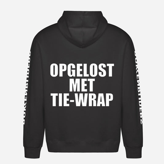 Opgelost Met Tie Wrap Hoodie – achterkant met grote rugprint