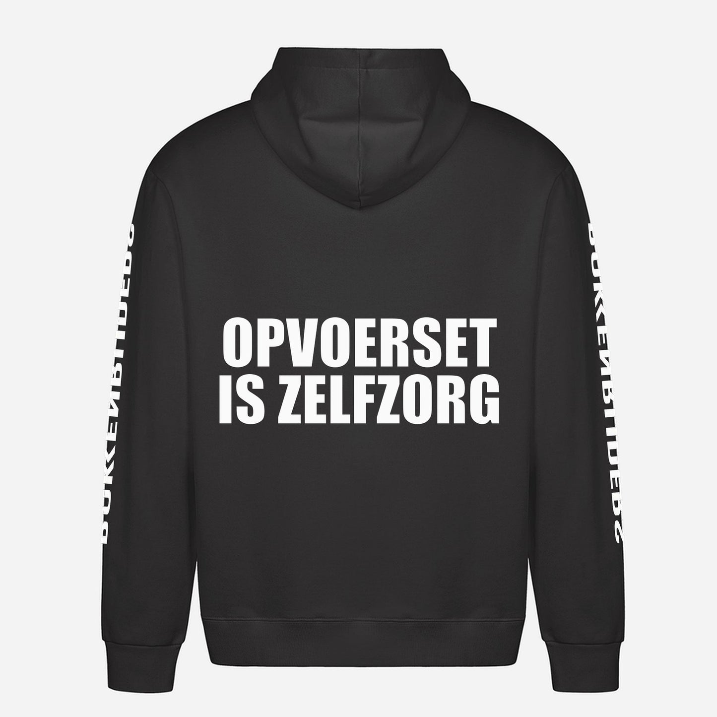 Opvoerset Is Zelfzorg Hoodie – achterkant met grote rugprint