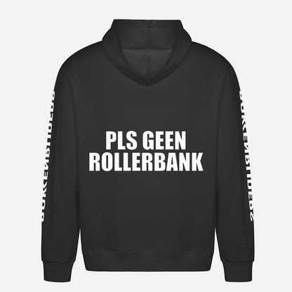 Pls Geen Rollerbank Hoodie – achterkant met grote rugprint