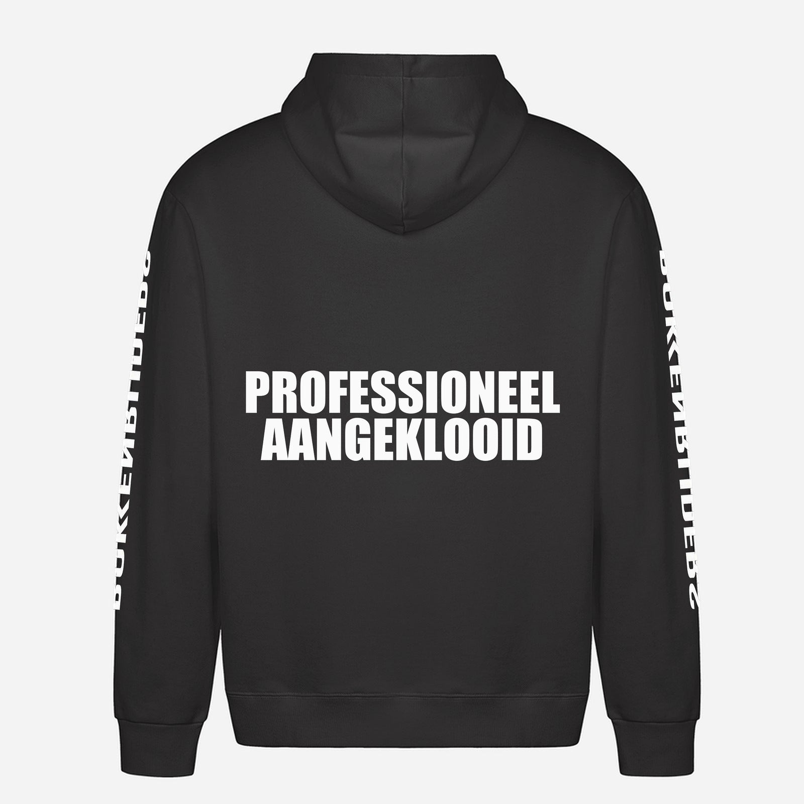 Professioneel Aangeklooid Hoodie – achterkant met grote rugprint