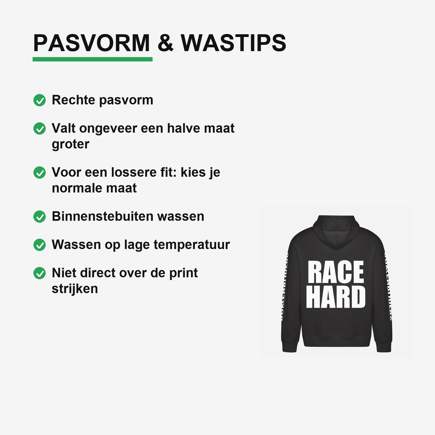 Race Hard Hoodie – materiaal van dichtbij
