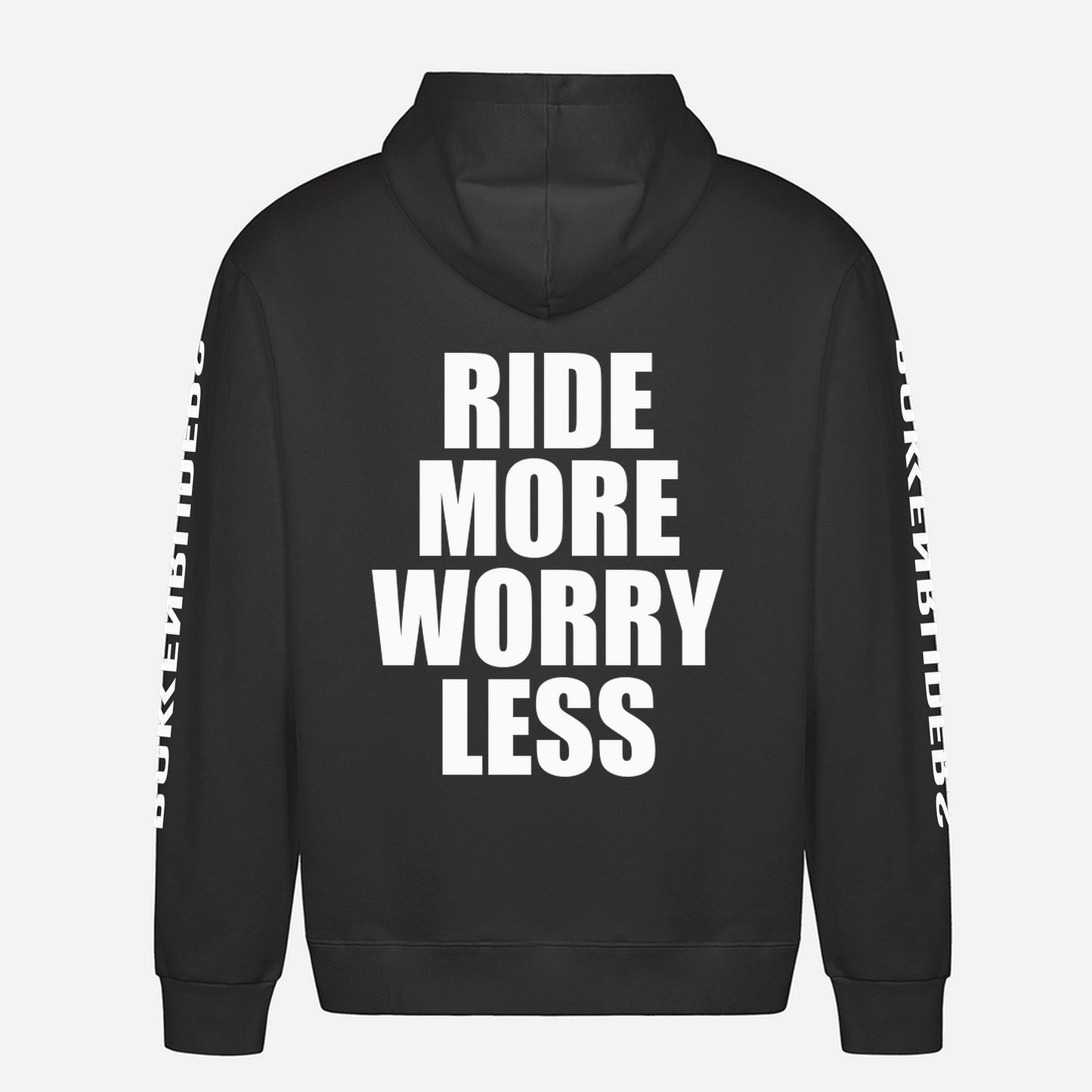 Ride More Worry Less Hoodie – achterkant met grote rugprint