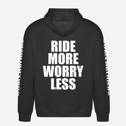 Ride More Worry Less Hoodie – achterkant met grote rugprint