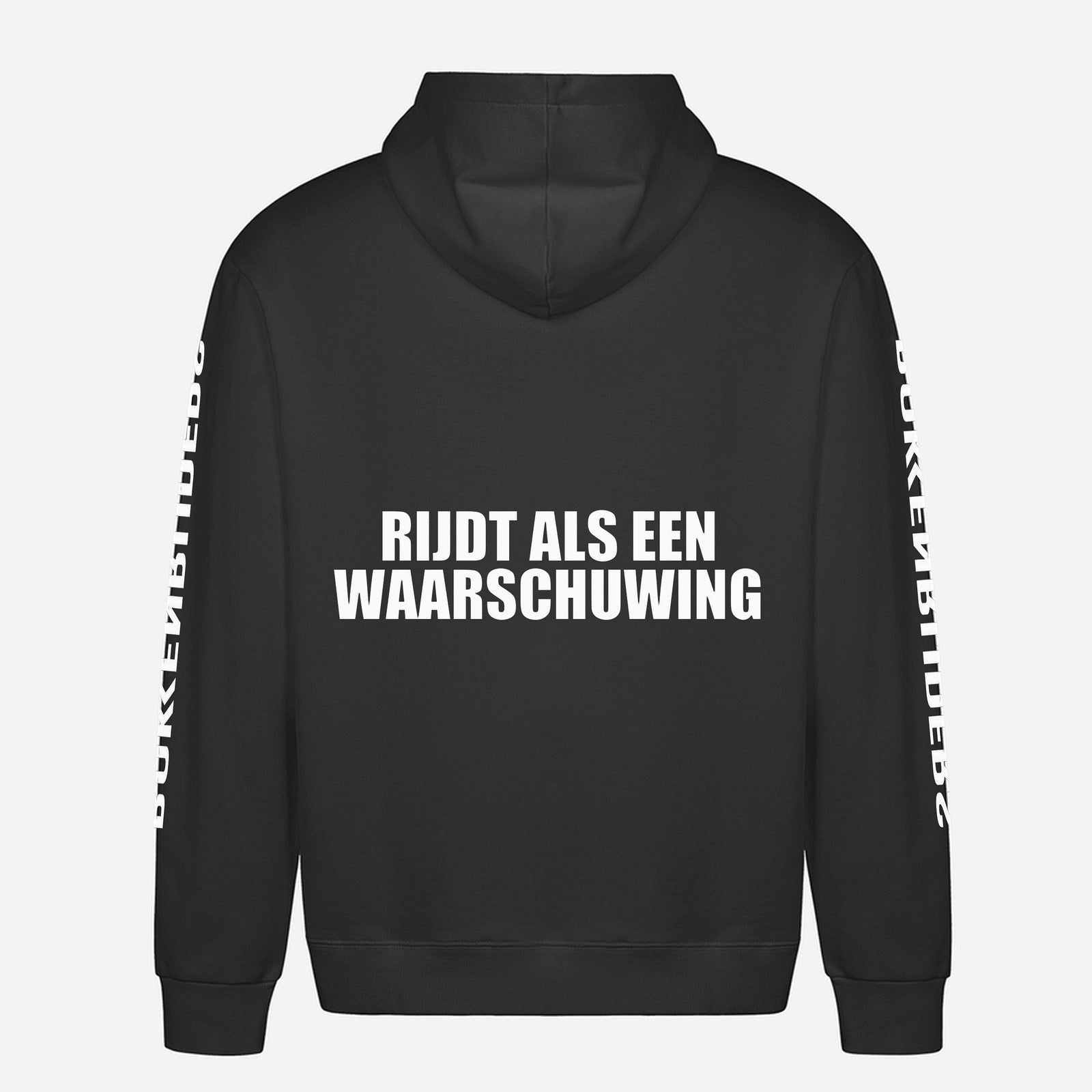 Rijdt Als Een Waarschuwing Hoodie – achterkant met grote rugprint