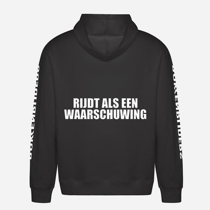 Rijdt Als Een Waarschuwing Hoodie – achterkant met grote rugprint