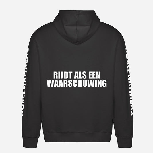 Rijdt Als Een Waarschuwing Hoodie – achterkant met grote rugprint
