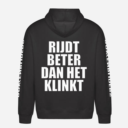 Rijdt Beter Dan Het Klinkt Hoodie – achterkant met grote rugprint
