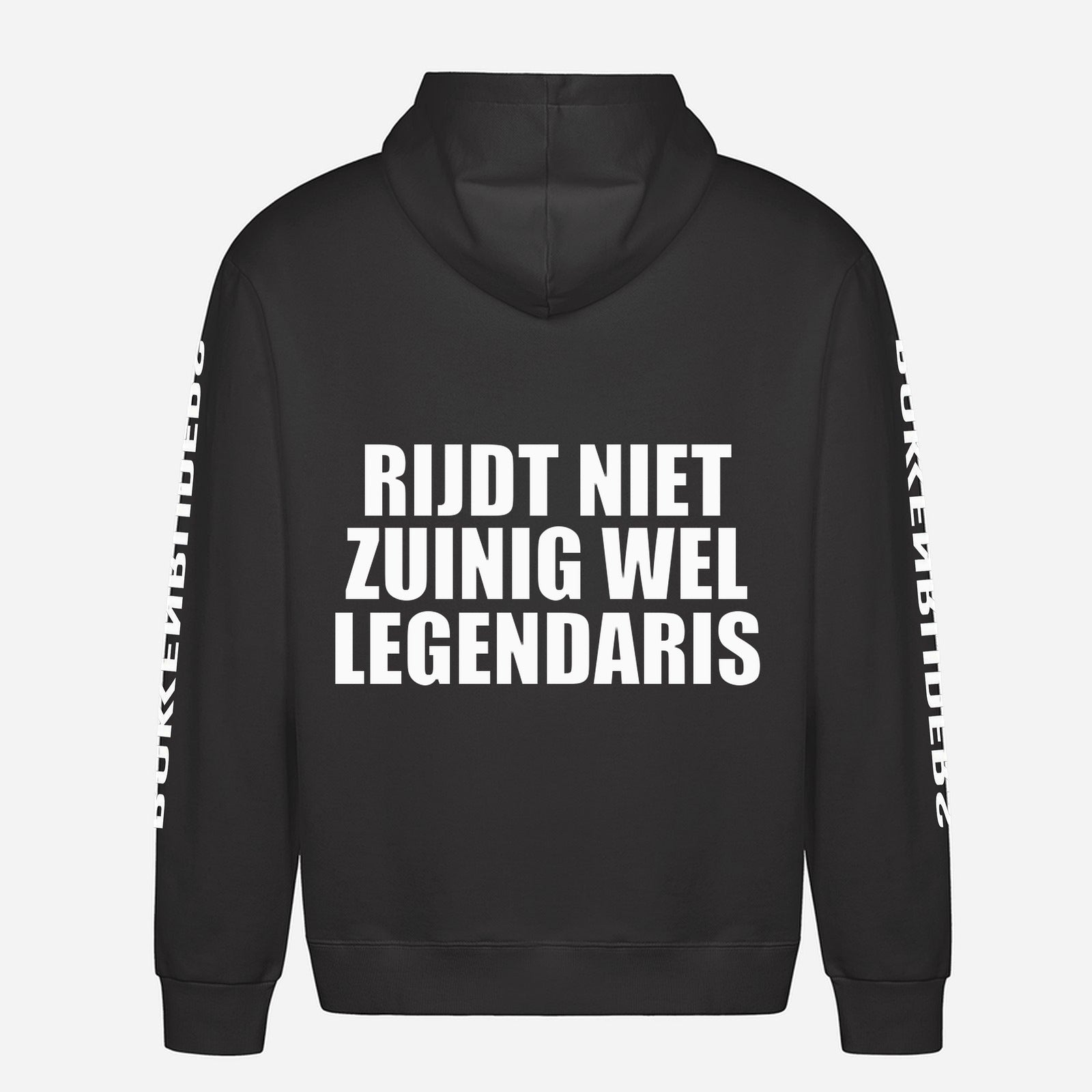 Rijdt Niet Zuinig, Wel Legendarisch Hoodie – achterkant met grote rugprint