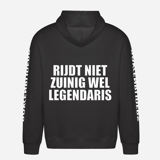 Rijdt Niet Zuinig, Wel Legendarisch Hoodie – achterkant met grote rugprint