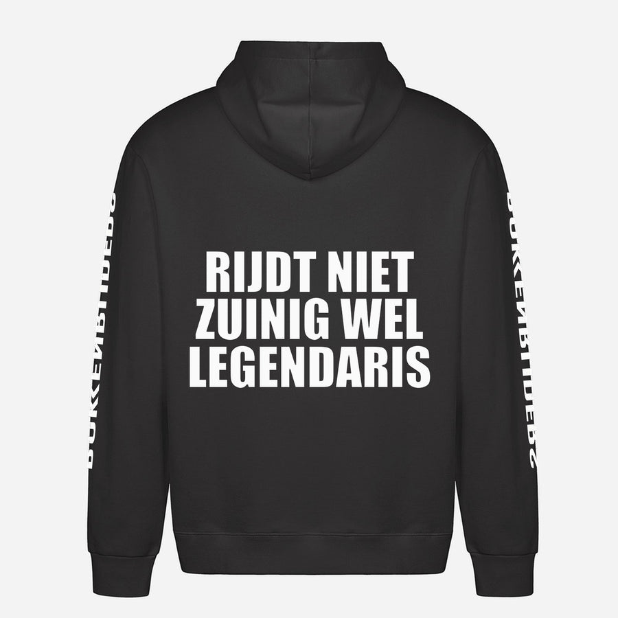 Rijdt Niet Zuinig, Wel Legendarisch Hoodie – achterkant met grote rugprint