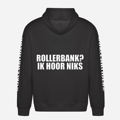 Rollerbank? Ik Hoor Niks Hoodie – achterkant met grote rugprint