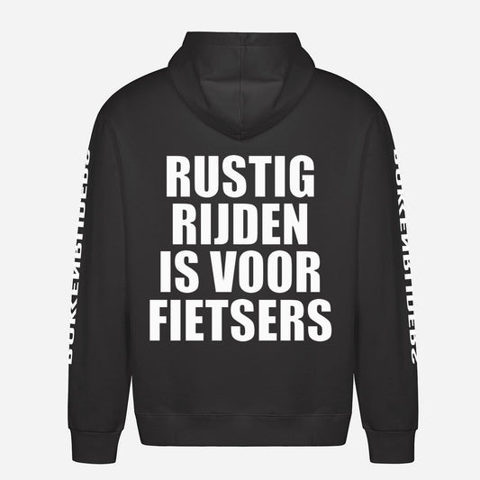 Rustig Rijden Is Voor Fietsers Hoodie – achterkant met grote rugprint