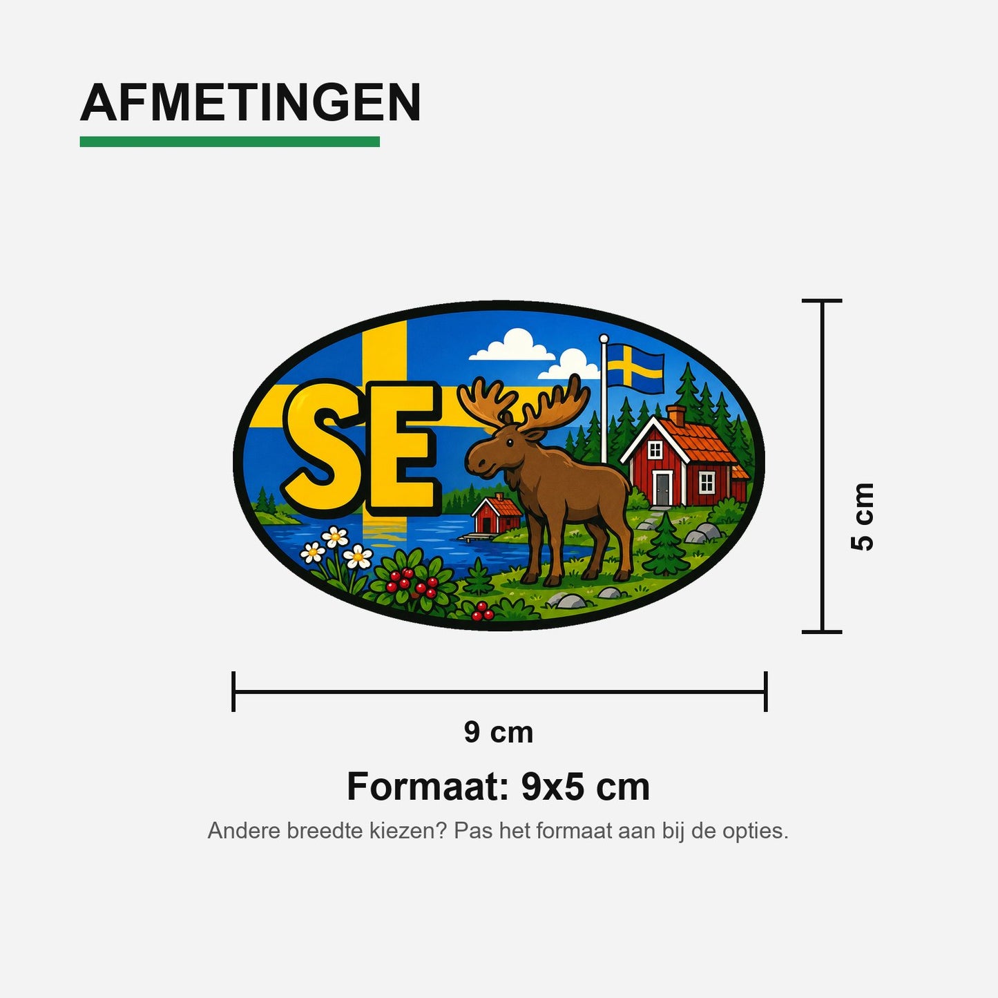 SE Landcode Sticker Zweden – Eland – materiaal en matte afwerking