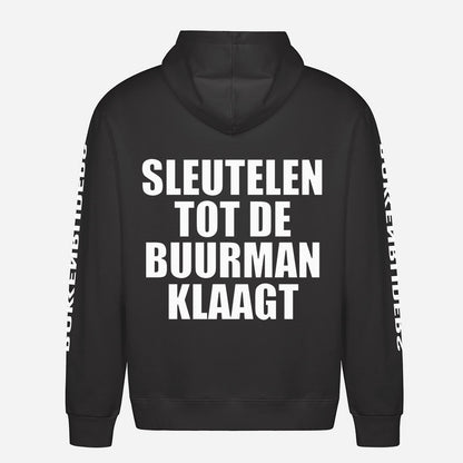 Sleutelen Tot De Buurman Klaagt Hoodie – achterkant met grote rugprint