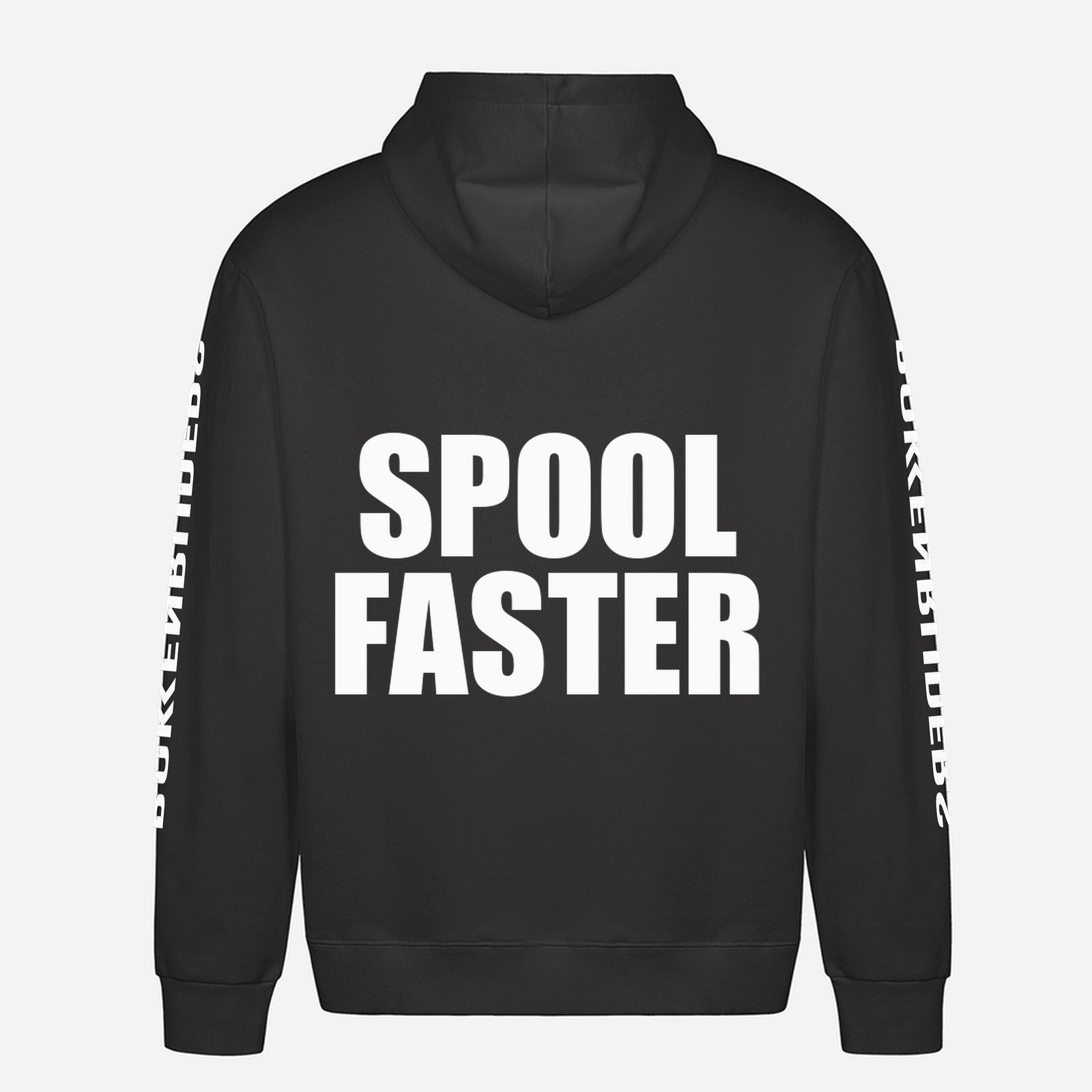 Spool Faster Hoodie – achterkant met grote rugprint