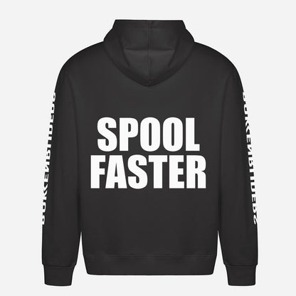 Spool Faster Hoodie – achterkant met grote rugprint
