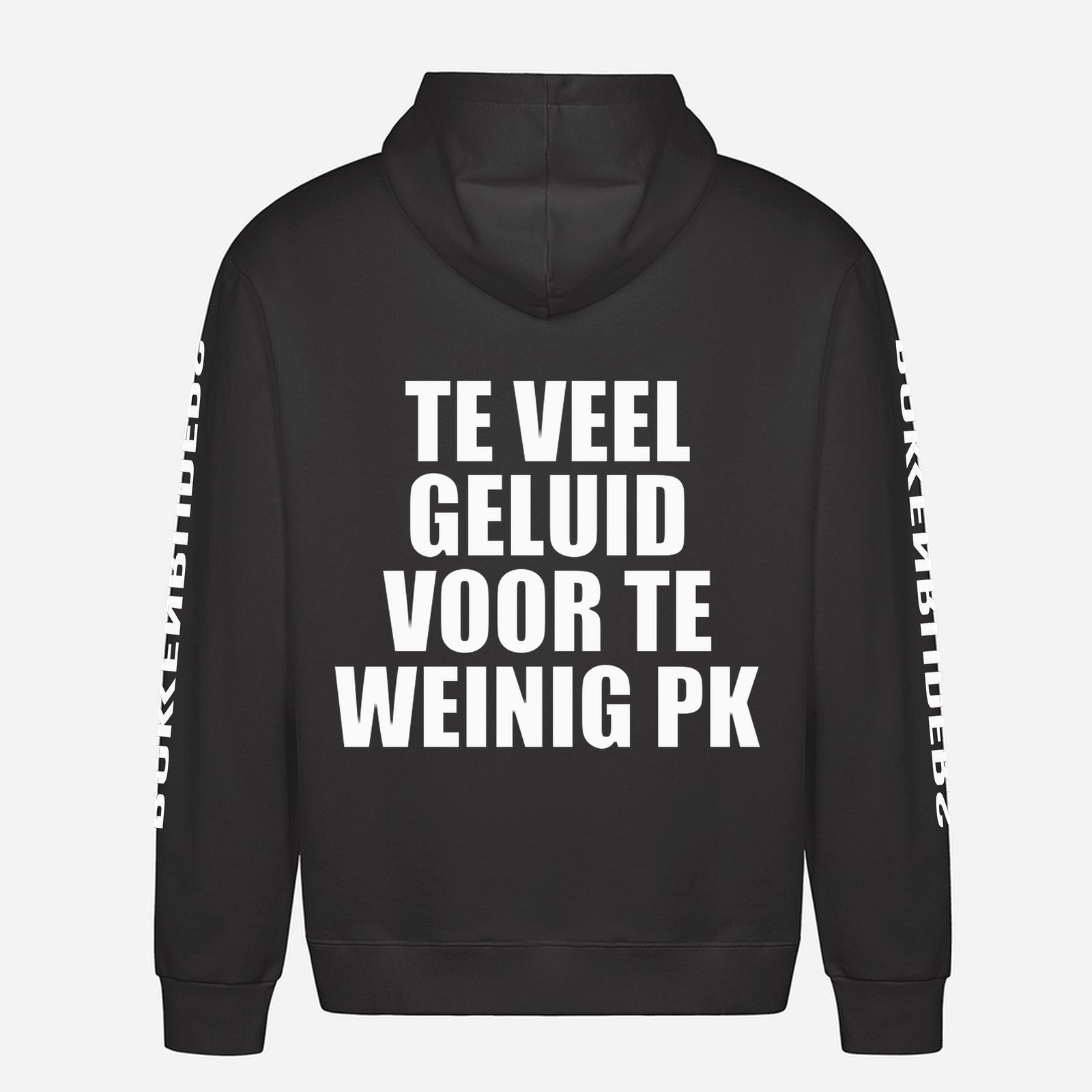 Te Veel Geluid Voor Te Weinig PK Hoodie – achterkant met grote rugprint