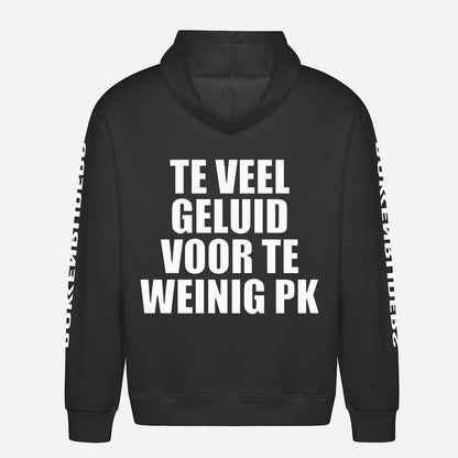 Te Veel Geluid Voor Te Weinig PK Hoodie – achterkant met grote rugprint
