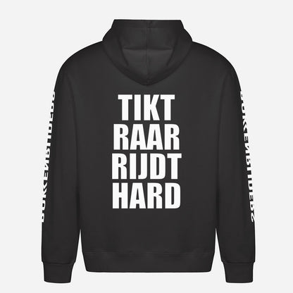 Tikt Raar Rijdt Hard Hoodie – achterkant met grote rugprint