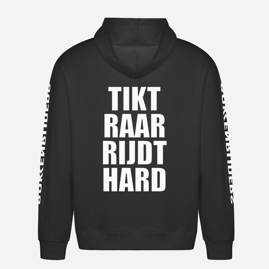 Tikt Raar Rijdt Hard Hoodie – achterkant met grote rugprint