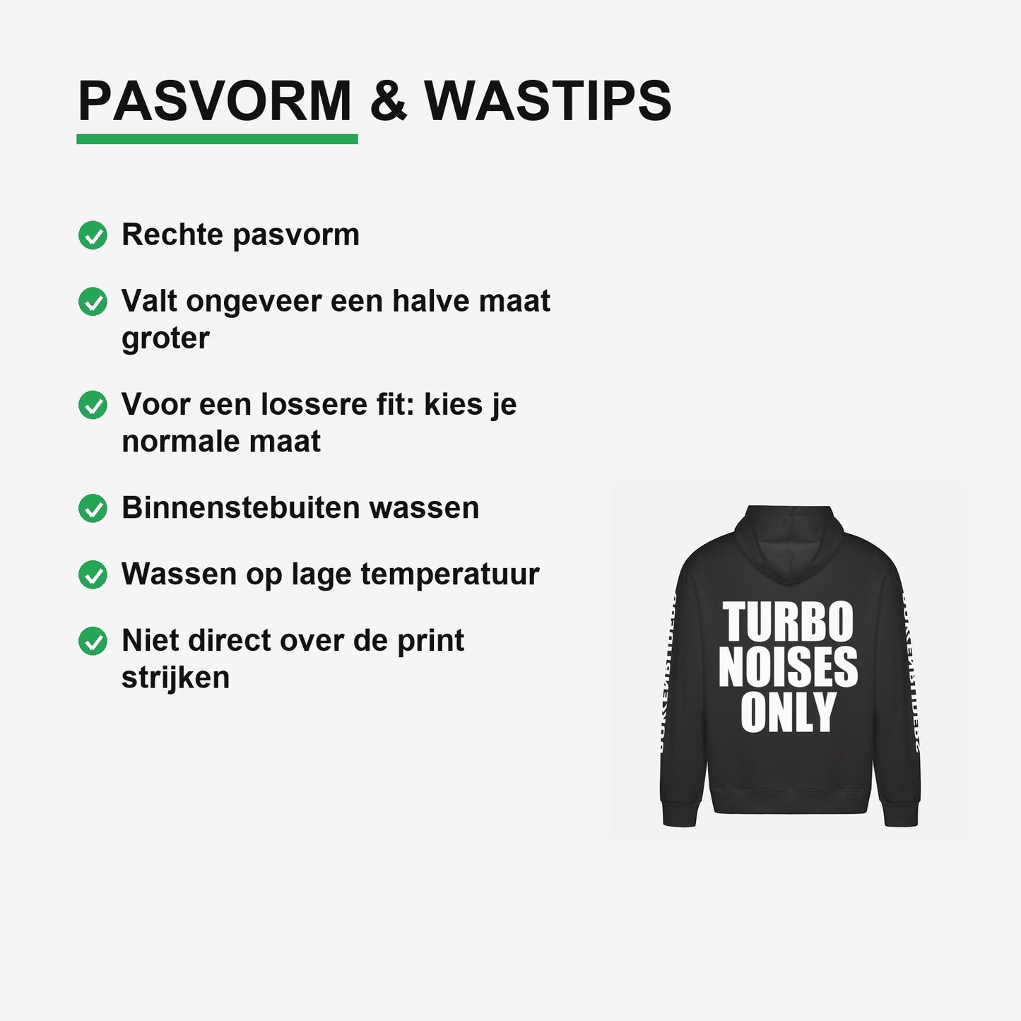 Turbo Noises Only Hoodie – materiaal van dichtbij