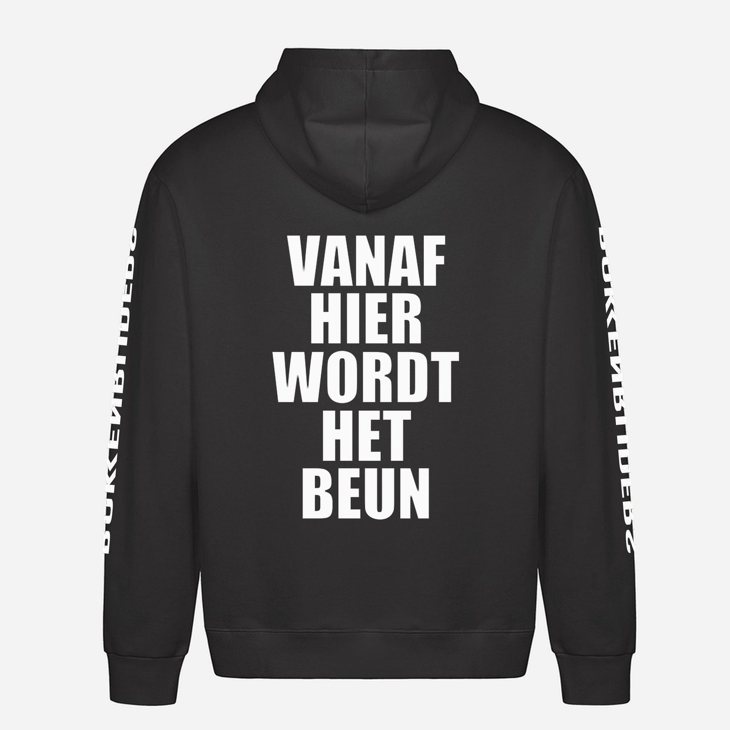 Vanaf Hier Wordt Het Beun Hoodie – achterkant met grote rugprint