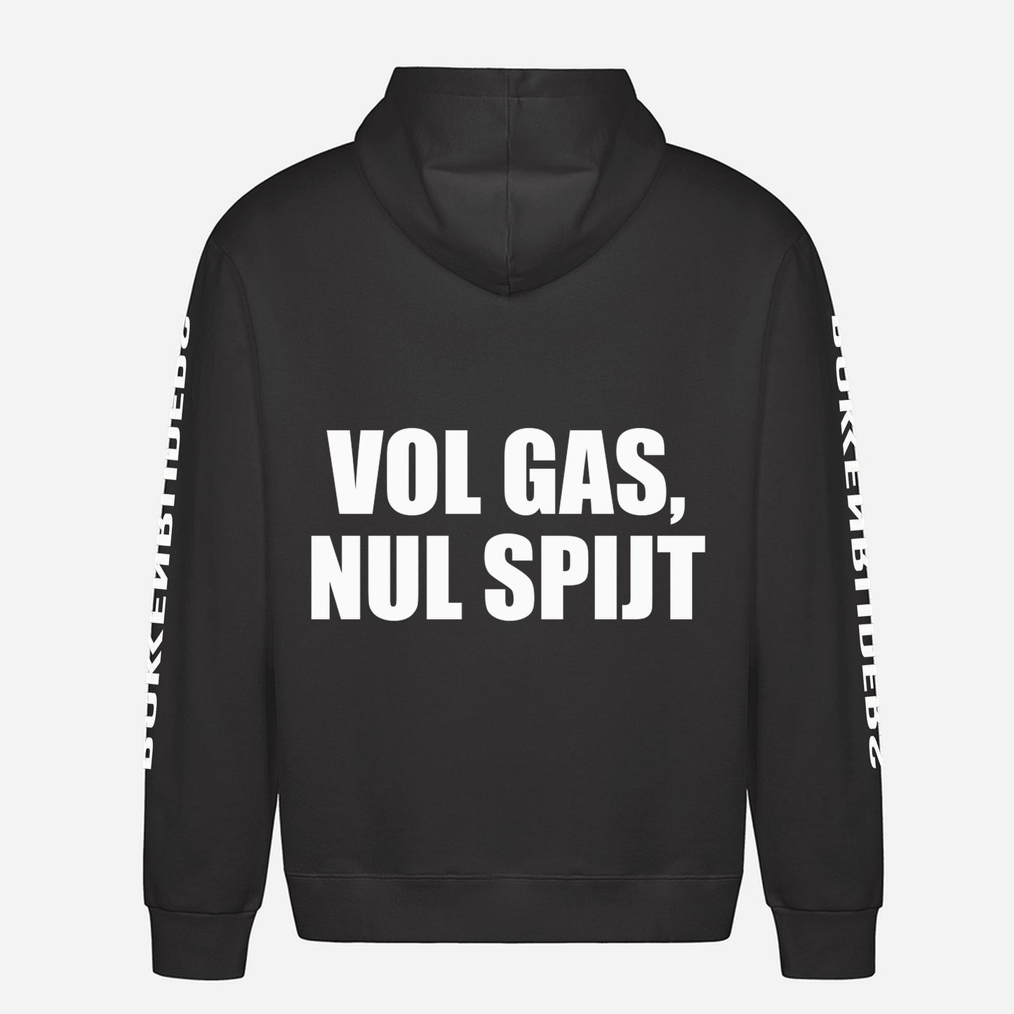 Vol Gas, Nul Spijt Hoodie – achterkant met grote rugprint
