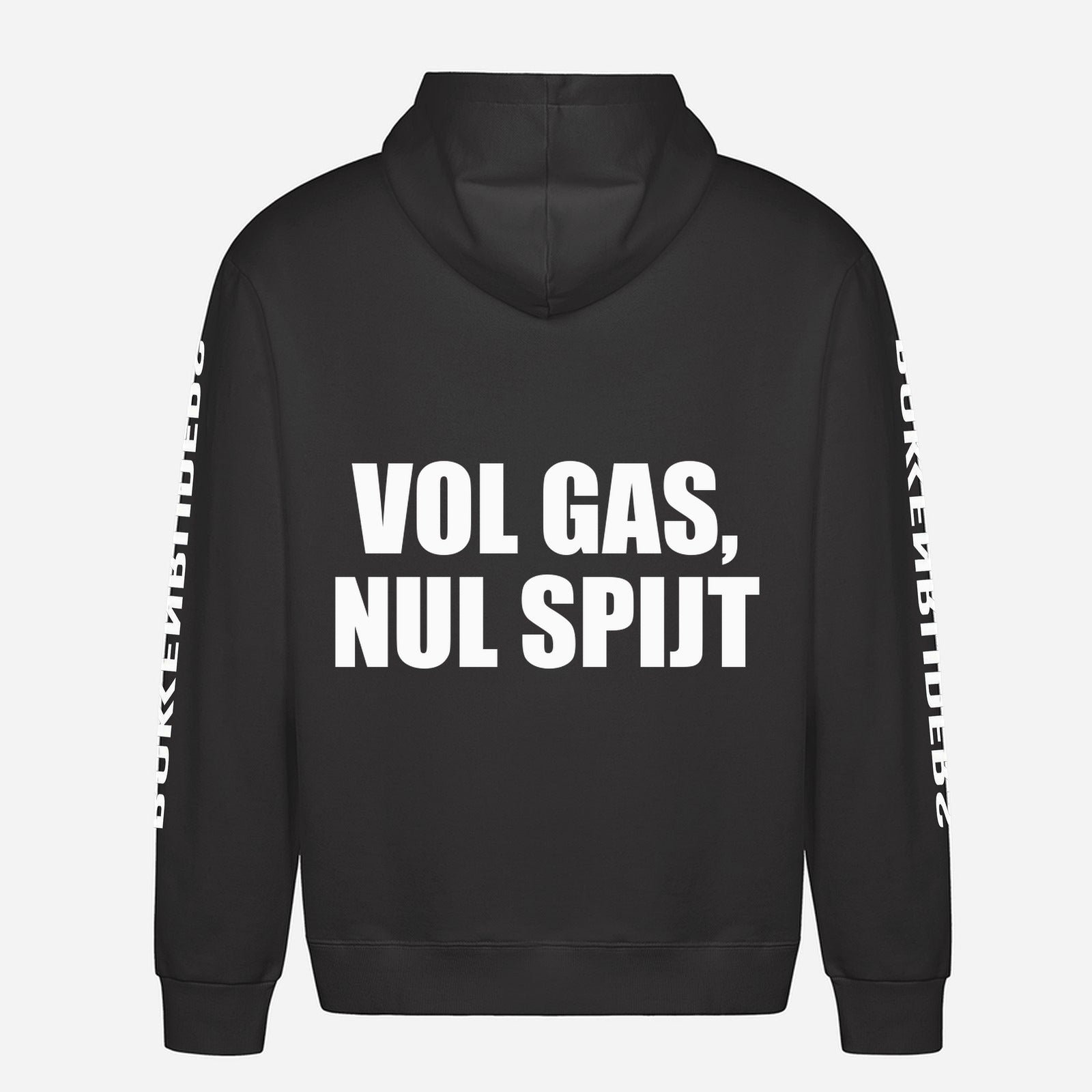 Vol Gas, Nul Spijt Hoodie – achterkant met grote rugprint