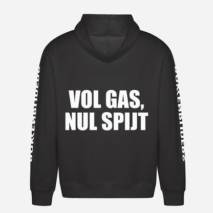 Vol Gas, Nul Spijt Hoodie – achterkant met grote rugprint