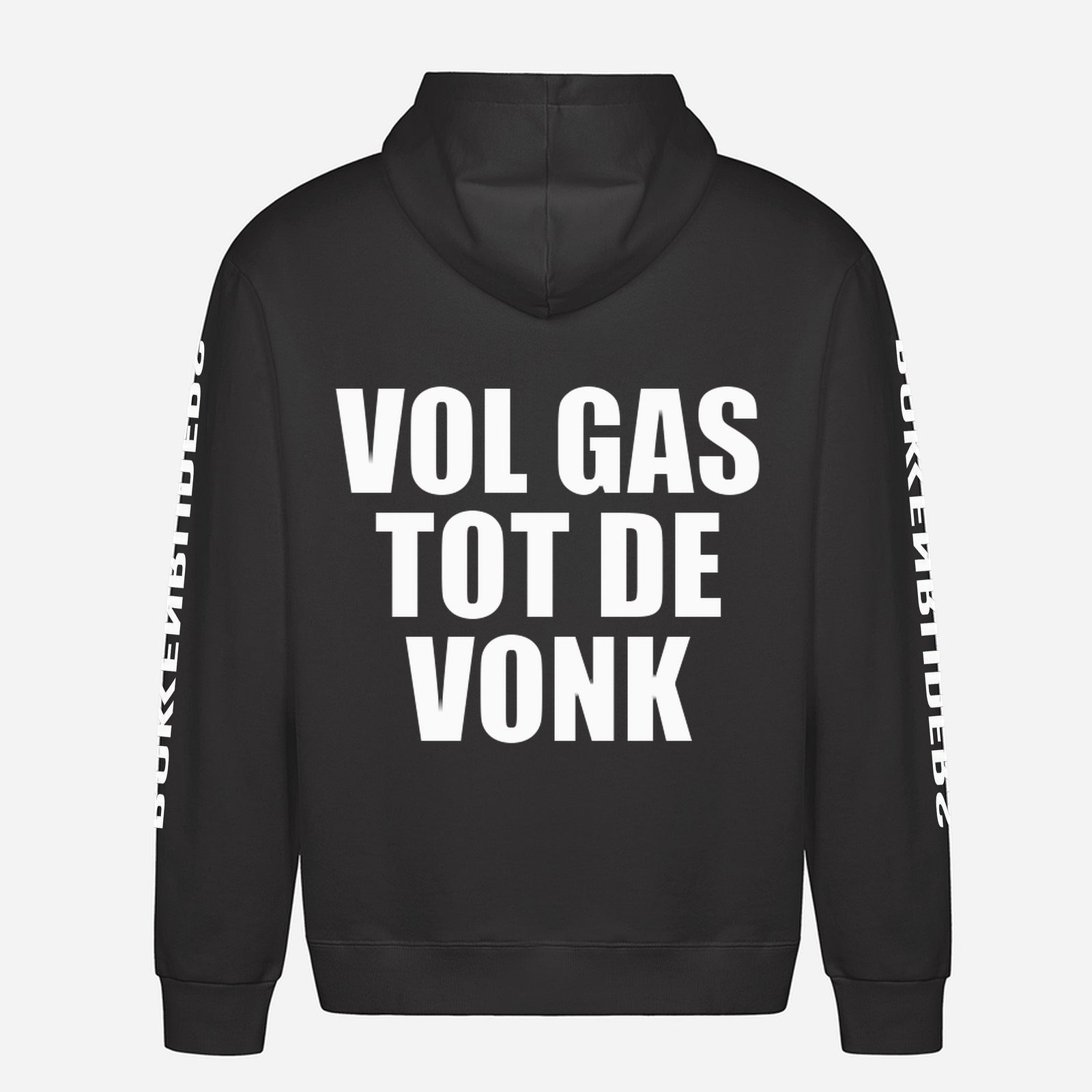 Vol Gas Tot De Vonk Hoodie – achterkant met grote rugprint
