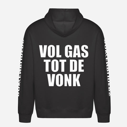 Vol Gas Tot De Vonk Hoodie – achterkant met grote rugprint