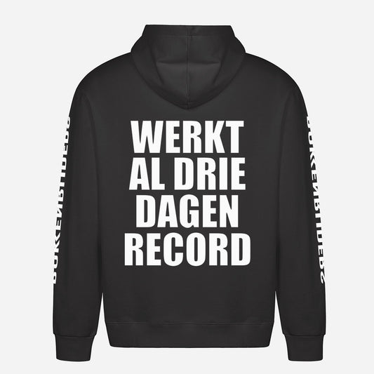 Werkt Al Drie Dagen Record Hoodie – achterkant met grote rugprint
