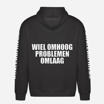 Wiel Omhoog Problemen Omlaag Hoodie – achterkant met grote rugprint