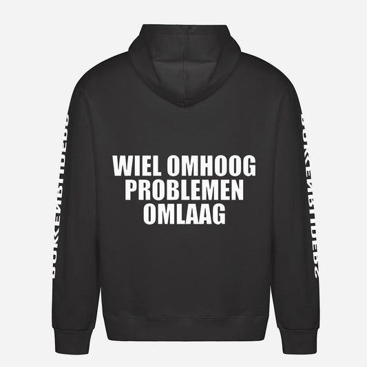 Wiel Omhoog Problemen Omlaag Hoodie – achterkant met grote rugprint