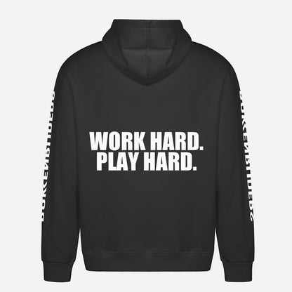 Work Hard. Play Hard Hoodie – achterkant met grote rugprint