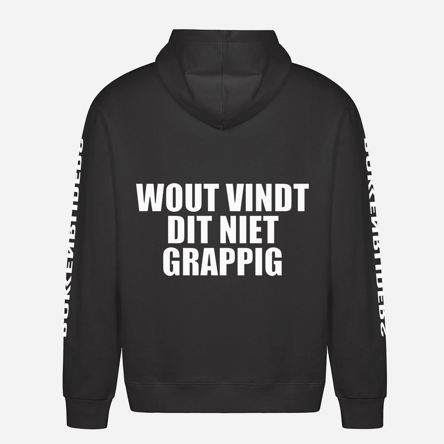 Wout Vindt Dit Niet Grappig Hoodie – achterkant met grote rugprint