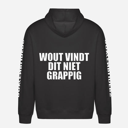 Wout Vindt Dit Niet Grappig Hoodie – achterkant met grote rugprint